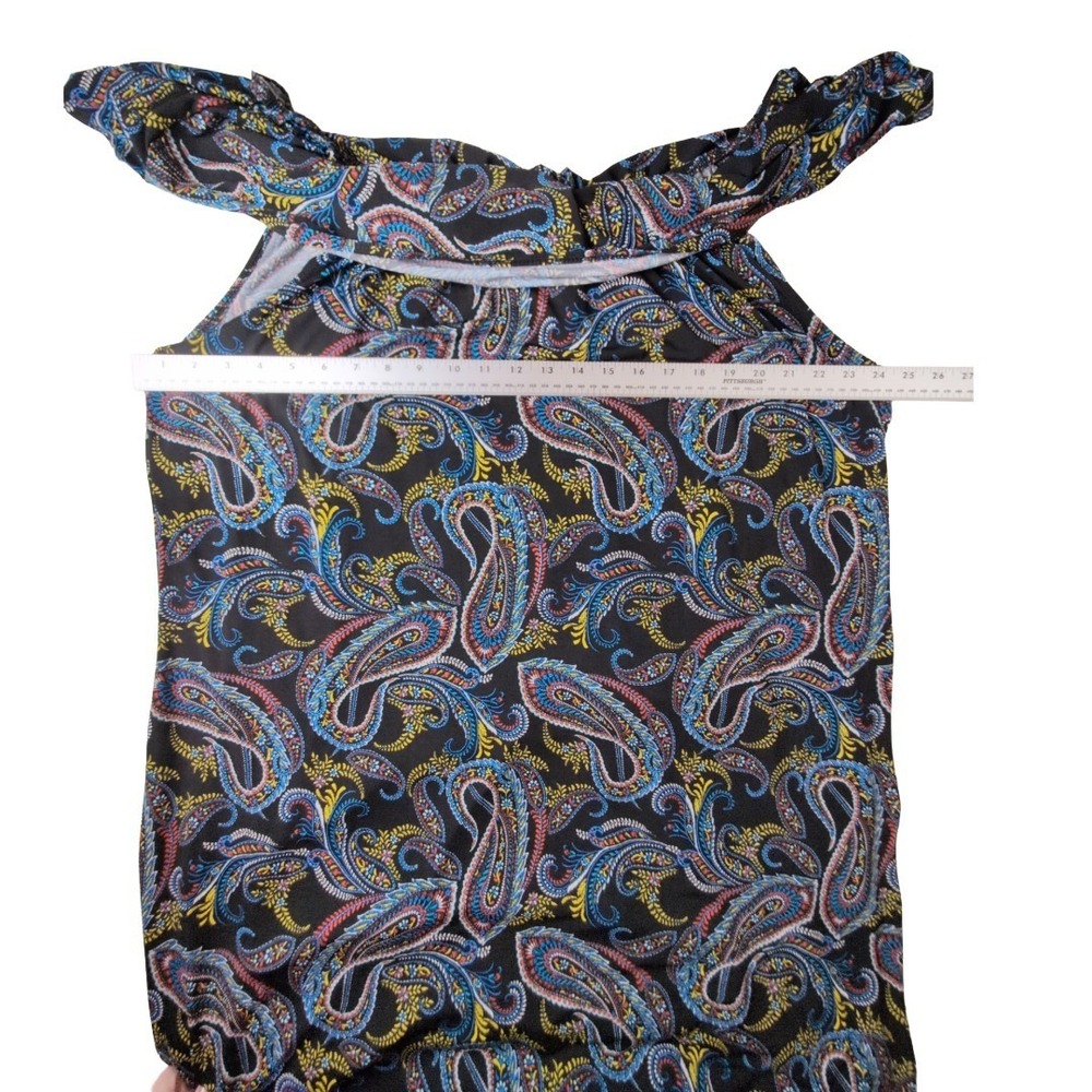 Slinky Brand Ruffle Maxi Dress Paisley Size 3x Boho Summer Vacation Spring Break - Picture 3 of 5